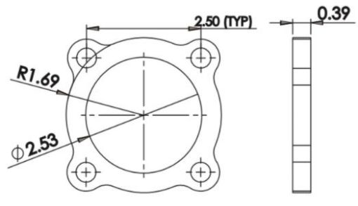 Kuva: T3 4 pultin ulostulolla (2,5 tuuman sisäosa)