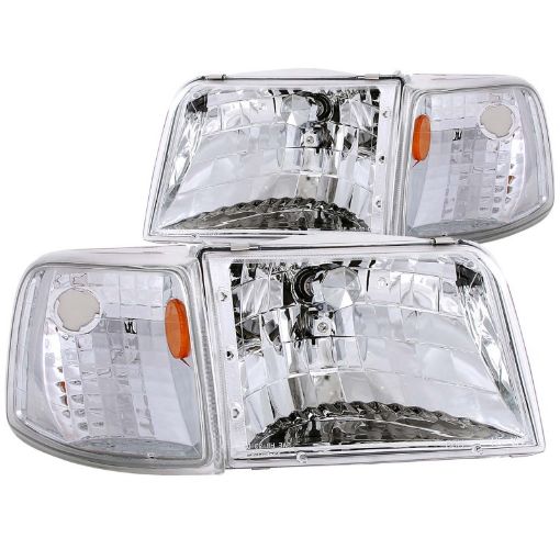 Kuva: ANZO 1993 - 1997 Ford Ranger Crystal Headlights Chrome w Corner Lights 2pc