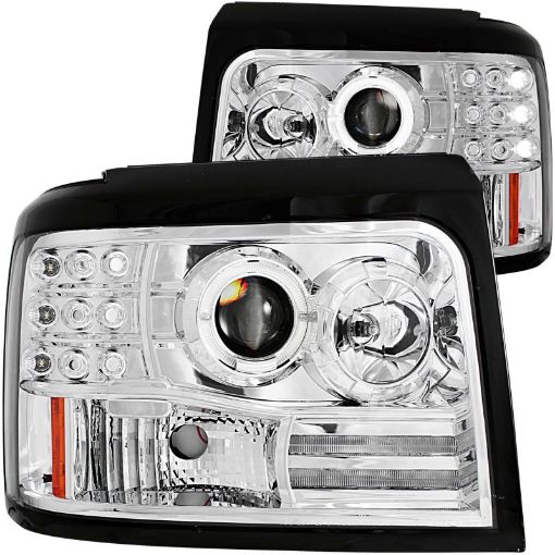 Kuva: ANZO 1992 - 1996 Ford F - 150 Projector Headlights w Halo Chrome w Side Markers and Parking Lights