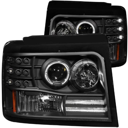 Kuva: ANZO 1992 - 1996 Ford F - 150 Projector Headlights w Halo Black w Side Markers and Parking Lights