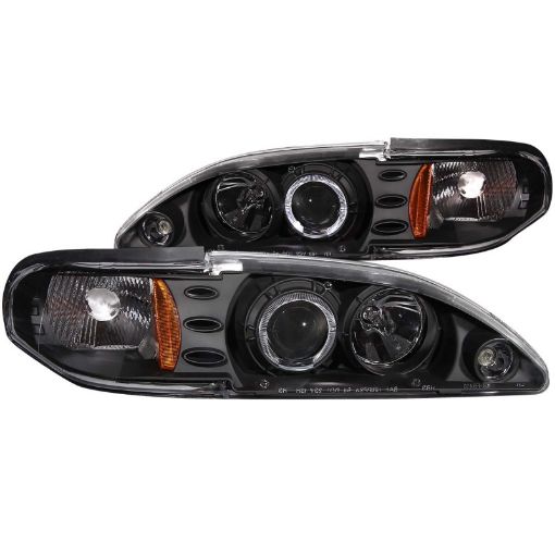 Kuva: ANZO 1994 - 1998 Ford Mustang Projector Headlights w Halo Black 1pc