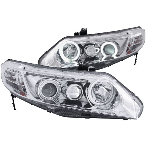 Kuva: ANZO 2006 - 2011 Honda Civic Projector Headlights w Halo Chrome (CCFL)