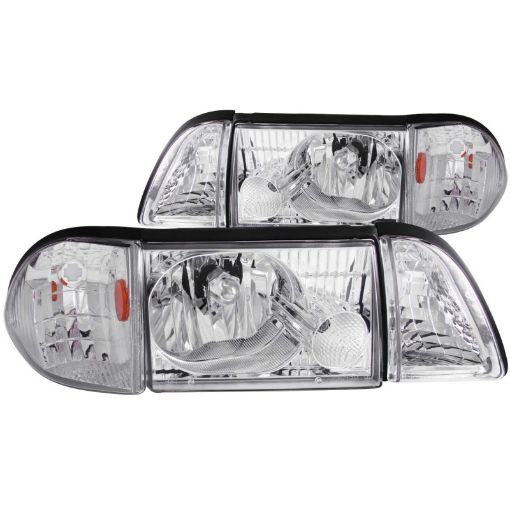 Kuva: ANZO 1987 - 1993 Ford Mustang Crystal Headlights Chrome w Corner Lights 2pc