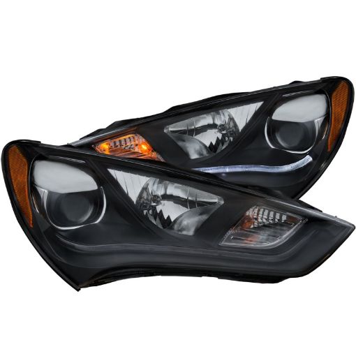 Kuva: ANZO 2013 - 2015 Hyundai Genesis Projector Headlights w Plank Style Design Black (HID Compatible)