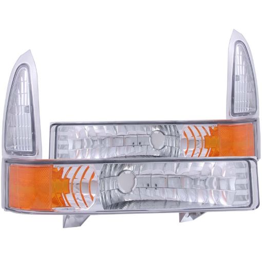 Kuva: ANZO 2000 - 2004 Ford Excursion Euro Parking Lights Chrome w Amber Reflector