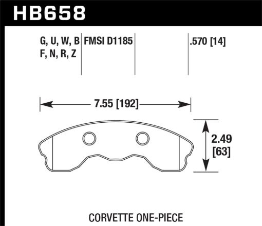 Kuva: Hawk DTC - 80 10 - 11 Chevy Corvette Grand Sport 06 - 08 Corvette Z06 (1 piece) Front Race Brake Pads