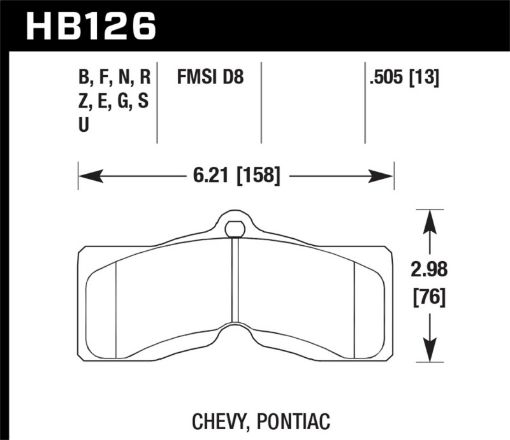 Kuva: Hawk 78 - 82 Chevy Corvette H - 10 Performance Front Brake Pads