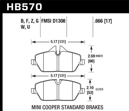 Kuva: Hawk 08 Mini Cooper D1308 DTC - 60 Race Front Brake Pads