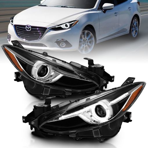 Kuva: ANZO Projector Headlights With Halo Black wAmber 14 - 17 Mazda 3