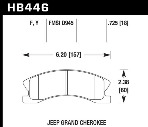 Kuva: Hawk 99 - 04 Jeep Grand Cherokee w Akebono Front Calipers ONLY LTS Street Front Brake Pads