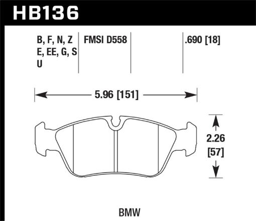 Kuva: Hawk 01 - 06 BMW 325CI L6 - 2.5L DTC - 70 Race Front Brake Pads