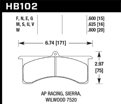 Kuva: Hawk Stoptech AP Racing 6 DTC - 30 Race Brake Pads