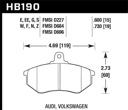 Kuva: Hawk 80 - 87 Audi 5000 HT - 10 Compound Front Brake Pads