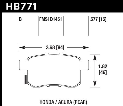 Kuva: Hawk 08 - 16 Honda Accord High Performance Street 5.0 Rear Brake Pads