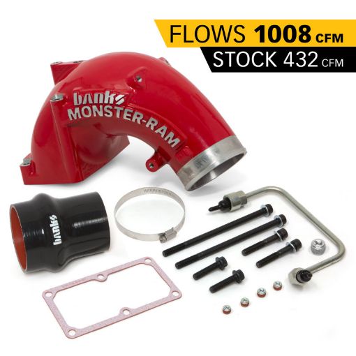 Kuva: Banks Power 07.5 - 17 Ram 25003500 6.7L Diesel Monster - Ram Intake System wFuel Line 4.0in Red