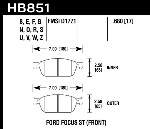 Kuva: Hawk 15 - 16 Ford Focus ST Performance Ceramic Street Brake Pads