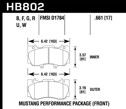 Kuva: Hawk 15 - 17 Ford Mustang GT DTC - 30 Race Front Brake Pads