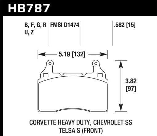 Kuva: Hawk 15 - 17 Chevy Corvette Z51 DTC - 70 Race Front Brake Pads