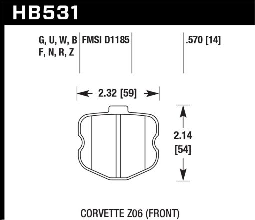 Kuva: Hawk DTC - 80 06 - 13 Chevy Corvette Z06 Front Race Brake Pads