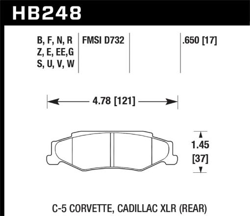 Kuva: Hawk DTC - 80 97 - 13 Chevy Corvette Rear Race Brake Pads