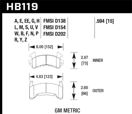 Kuva: Hawk DTC - 80 76 - 88 Chevy Camaro Rear Race Brake Pads