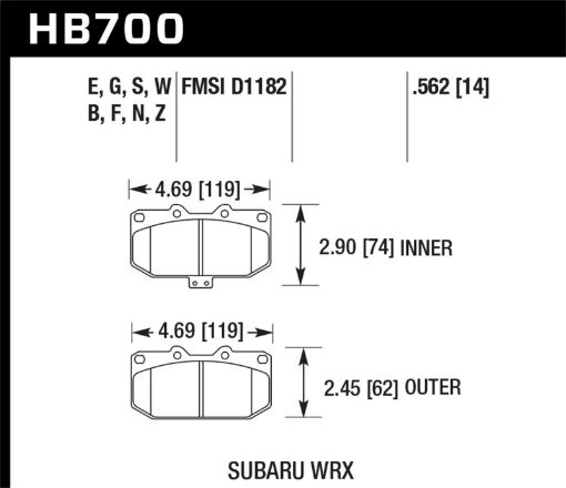 Kuva: Hawk 06 - 07 Subaru WRX Blue 9012 Front Race Pads