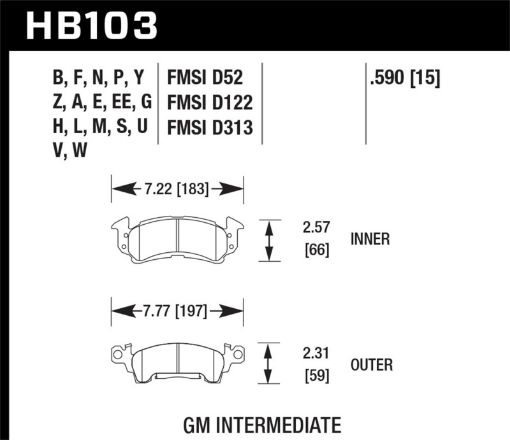 Kuva: Hawk 69 - 81 Chevy Camaro Blue 9012 Front Brake Pads