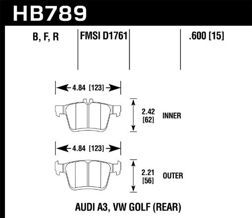 Kuva: Hawk 15 - 17 Audi A3A3 Quattro HPS 5.0 Rear Brake Pads