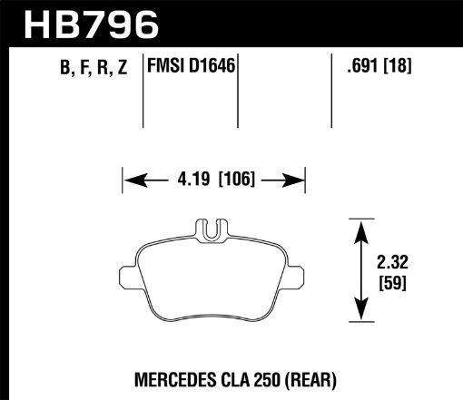 Kuva: Hawk 14 - 17 Mercedes - Benz CLA 250 HPS 5.0 Rear Brake Pads