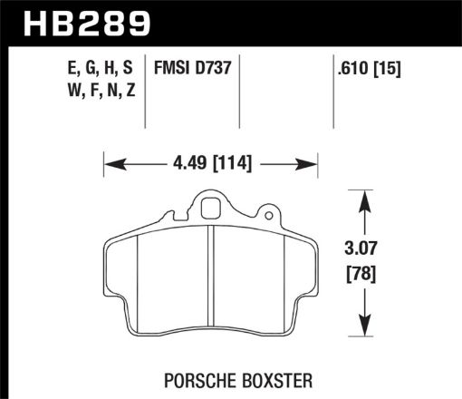 Kuva: Hawk 97 - 08 Porsche Boxster DTC - 60 Compound Front Brake Pads