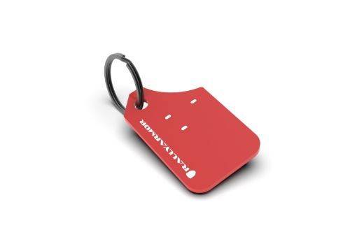 Kuva: Rally Armor Mini UR Mud Flap Keychain - Red w White Logo