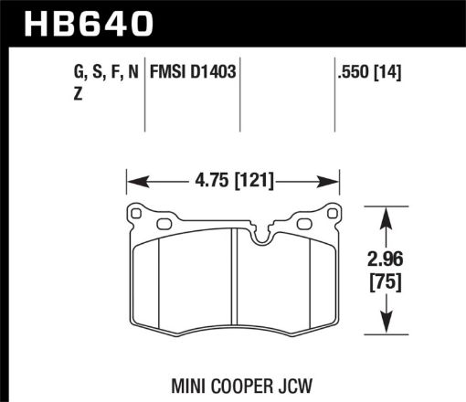 Kuva: Hawk 09 - 15 Mini Cooper John Cooper Works DTC - 60 Race Front Brake Pads