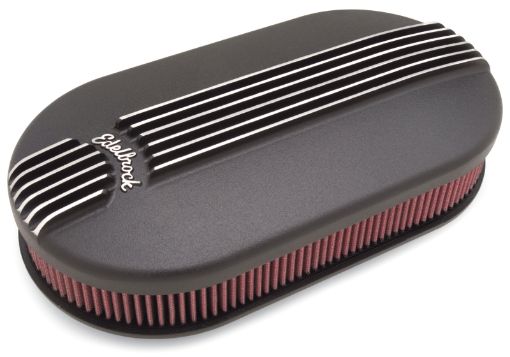 Kuva: Edelbrock Air Cleaner Classic Series Oval Aluminum 17 5In X 9 35In X 4 45In Dual Carburetor Black