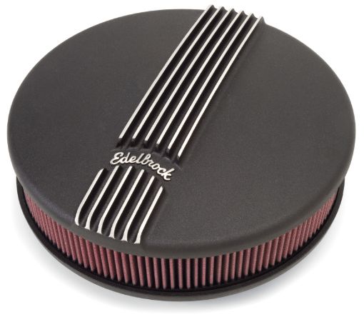 Kuva: Edelbrock Air Cleaner Classic Series Round Aluminum Top Cloth Element 14In Dia X 3 9In Black