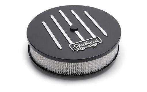 Kuva: Edelbrock Air Cleaner Racing Series Round Aluminum Top Cloth Element 14In Dia X 3 125In Dropped Base