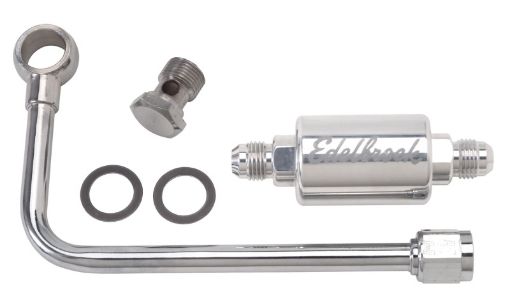 Kuva: Edelbrock 38In Hard Fuel Line w - 6 B - Nut and Polished Filter