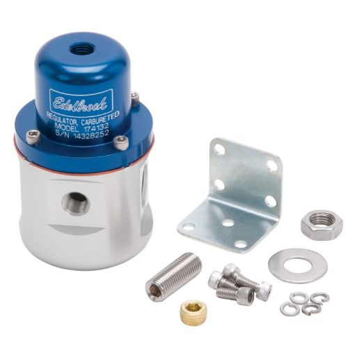 Kuva: Edelbrock Fuel Pressure Regulator Carbureted 160 GPH 5 - 10 PSI 38In InOut 38In Return BlueClear