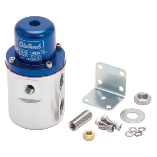 Kuva: Edelbrock Fuel Pressure Regulator Carbureted 160 GPH 5 - 10 PSI 38In InOut Returnless BlueClear