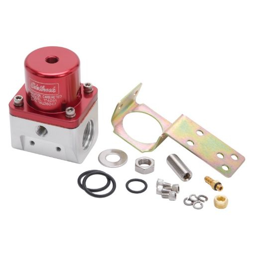 Kuva: Edelbrock Fuel Pressure Regulator Carbureted 180 GPH 5 - 10 PSI - 10 InOut - 6 Return RedClear