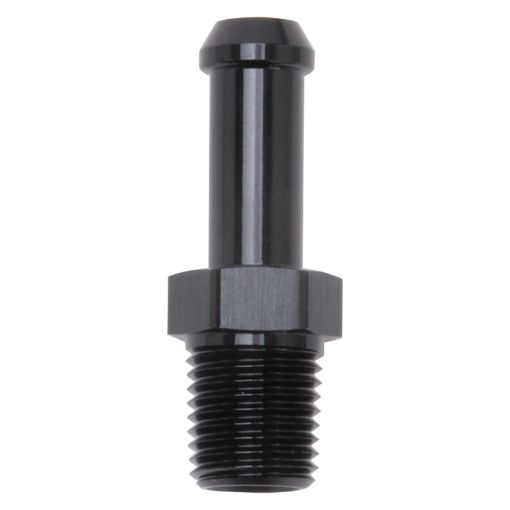 Kuva: Edelbrock Hose End Straight 14In NPT to 38In Barb Black Anodize