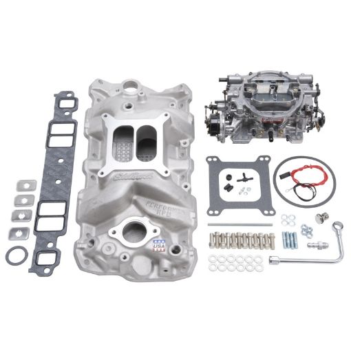 Kuva: Edelbrock Manifold And Carb Kit Performer RPM Small Block Chevrolet 1957 - 1986 Natural Finish