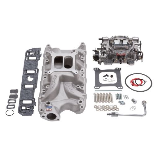 Kuva: Edelbrock Manifold And Carb Kit Performer RPM Small Block Ford 289 - 302 Natural Finish