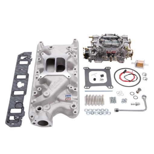 Kuva: Edelbrock Manifold And Carb Kit Performer Small Block Ford 289 - 302 Natural Finish