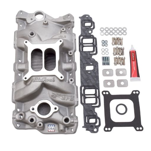 Kuva: Edelbrock Manifold w Installation Kit Performer Eps SBC 1957 - 1986 Natural Finish