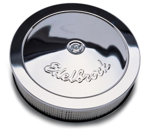 Kuva: Edelbrock Air Cleaner Pro - Flo Series Round Steel Top Paper Element 14In Dia X 3 75In Dropped Base