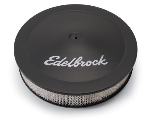 Kuva: Edelbrock Air Cleaner Pro - Flo Series Round Steel Top Paper Element 14In Dia X 3 75In Dropped Base