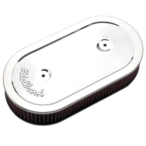 Kuva: Edelbrock Air Cleaner Pro - Flo Series Oval Steel Top Cloth Element 13 5In X 7In X 3 5In Chrome