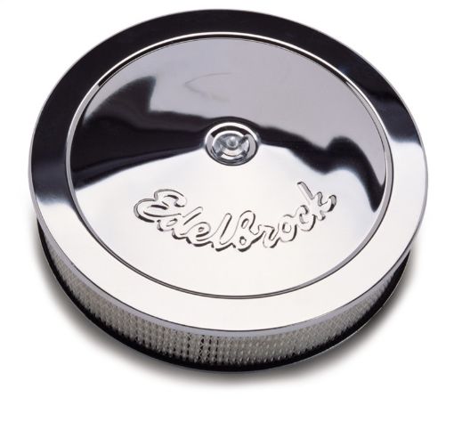 Kuva: Edelbrock Air Cleaner Pro - Flo Series Round Steel Top Paper Element 14In Dia X 3 313In Chrome