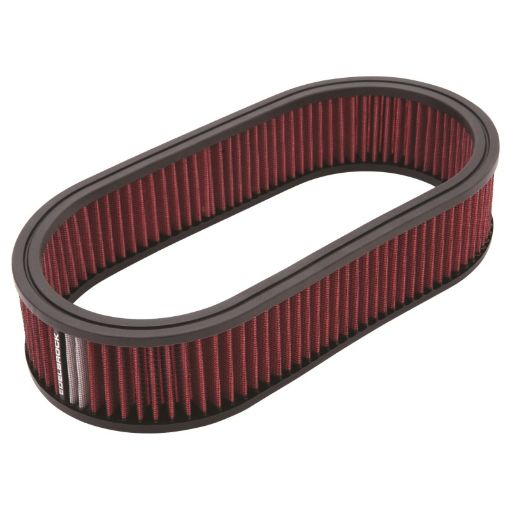 Kuva: Edelbrock Air Cleaner Element Oval 2 5In Tall Red w White Strip