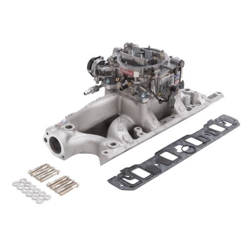 Kuva: Edelbrock Manifold And Carb Kit Performer RPM Air - Gap Small Block Ford 289 - 302 Natural Finish